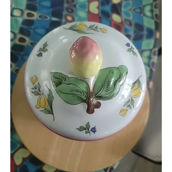 Spode Marlborough Sprays 7 3/8” Floral Medium Canister With Lid, England - Picture 5 of 8